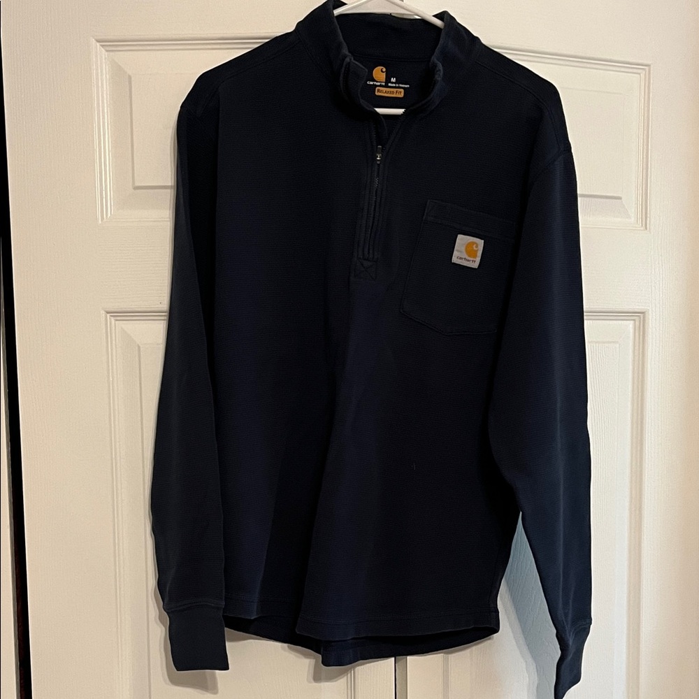 Carhartt Navy Quarter-Zip Chest Pocket Pullover